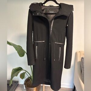 Mackage Black Wool & Leather Coat